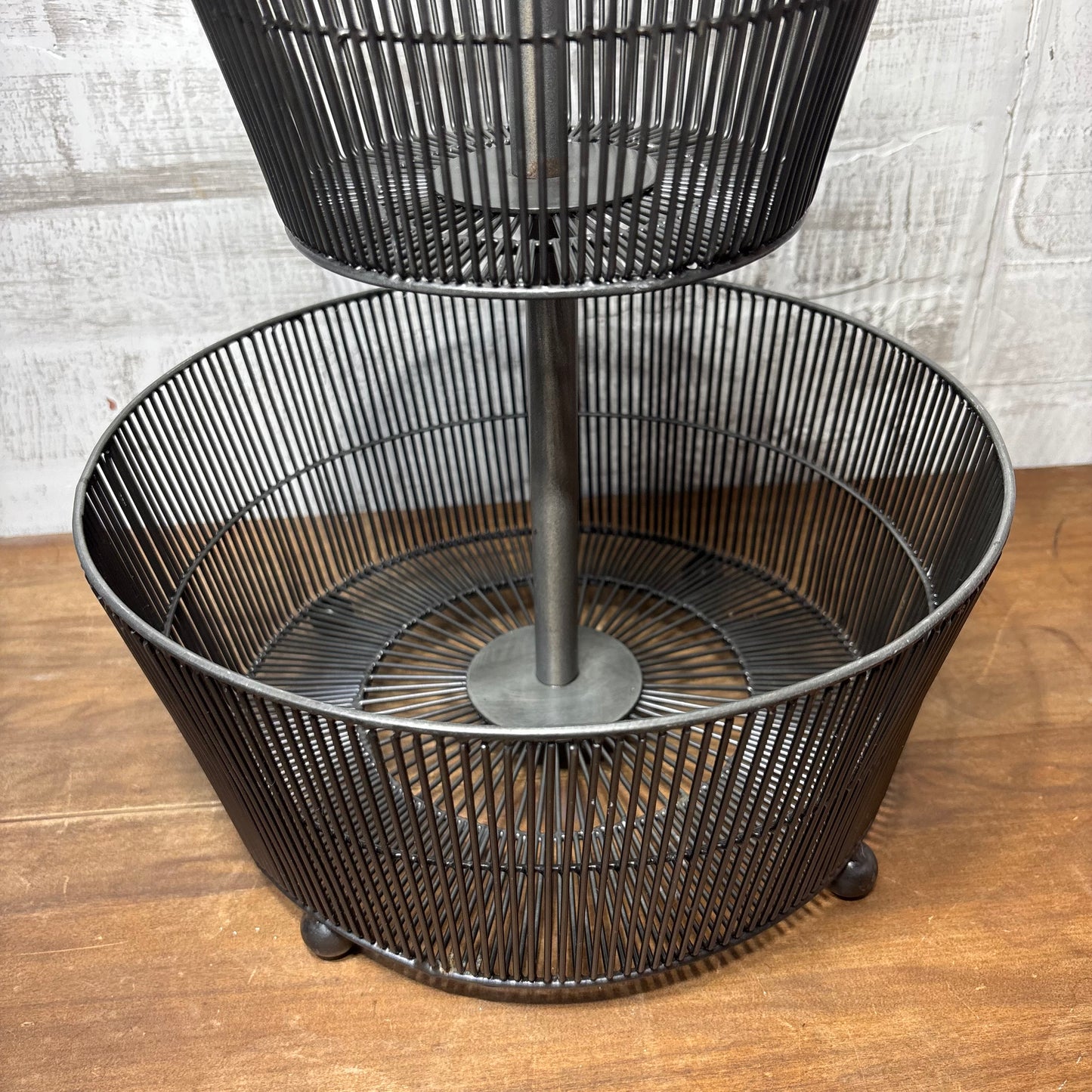 Crate & Barrel Two Tier Metal Fruit Basket