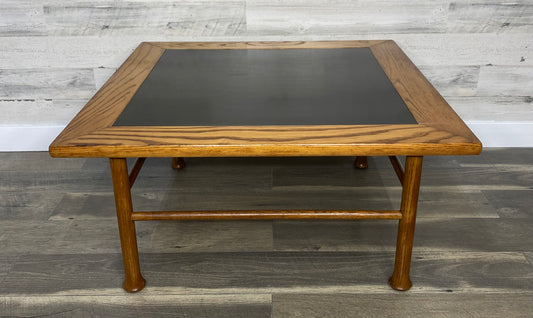 Mid Century Modern Walnut Coffee Table with Black Laminated Top