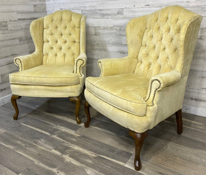 Set Of 2 Wingback Yellow Chairs