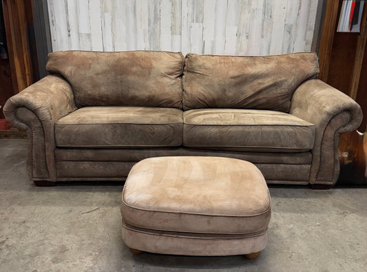 Western Brown Couch & Leather Ottoman