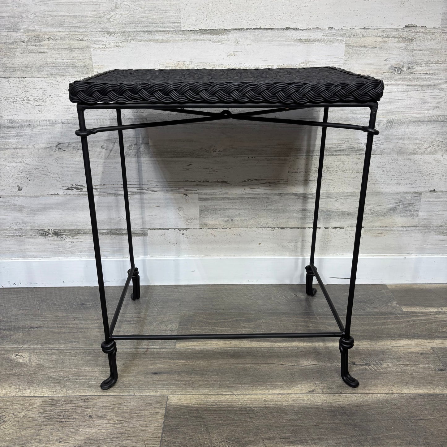 Small Black Wicker End Table