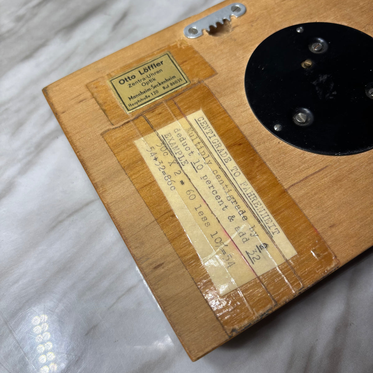 Vintage German Wood Barometer with Celsius Thermometer