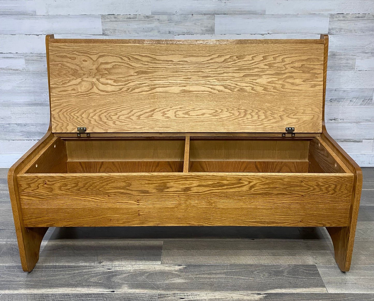 Oak Church Pew Storage Bench