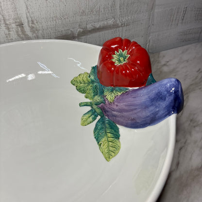 Vintage 3D Vegetable Ceramic Tre Art Made In Italy Serving Bowl