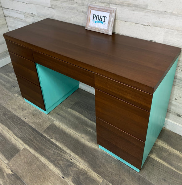 Modern Desk W/ Peekaboo Teal