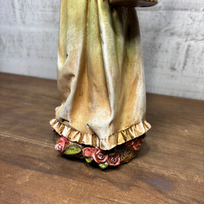 Decorative Angel Figurine W/ Basket Of Roses