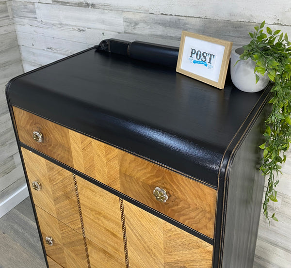 Refinished Black Waterfall Dresser