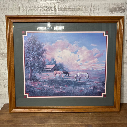 Vintage Home Interiors “Country Horse” Framed Picture By Penny Scroggins