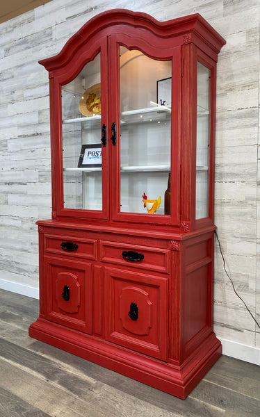 Farmhouse Red China Hutch