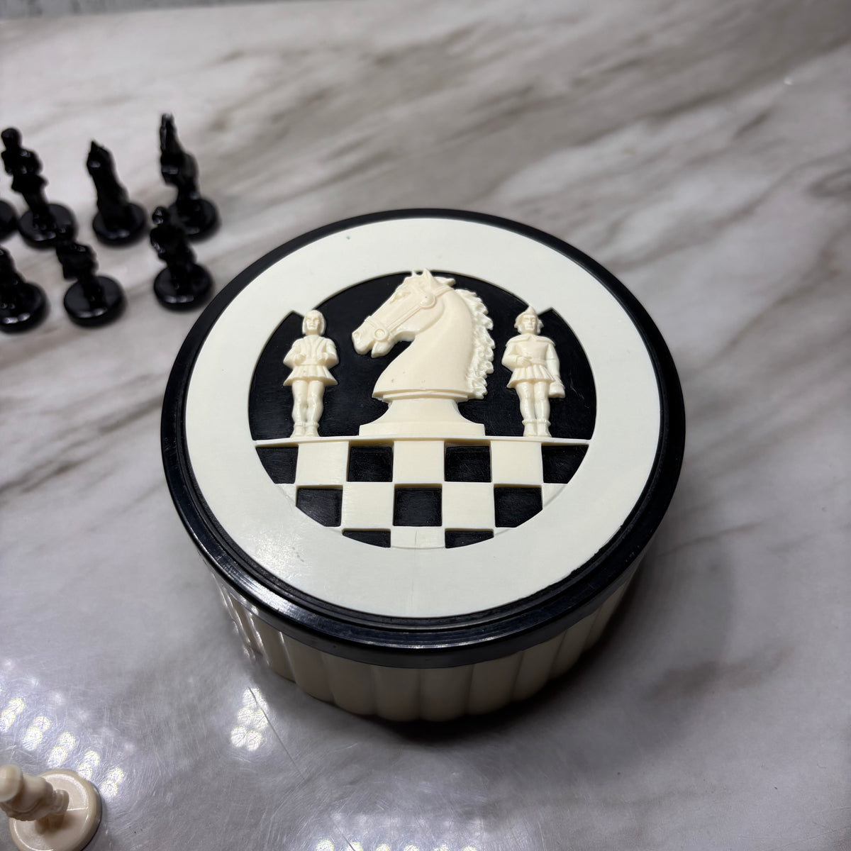 Mid Century West Germany Miniature Pocket Chess Set Container