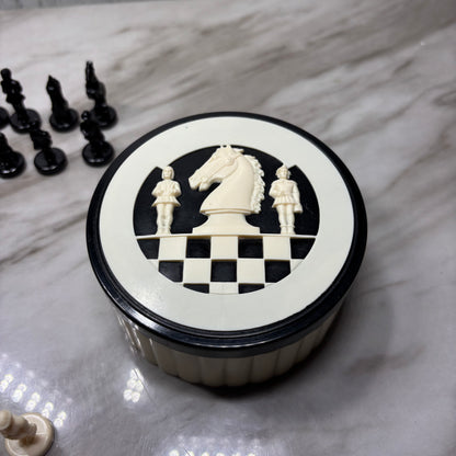 Mid Century West Germany Miniature Pocket Chess Set Container