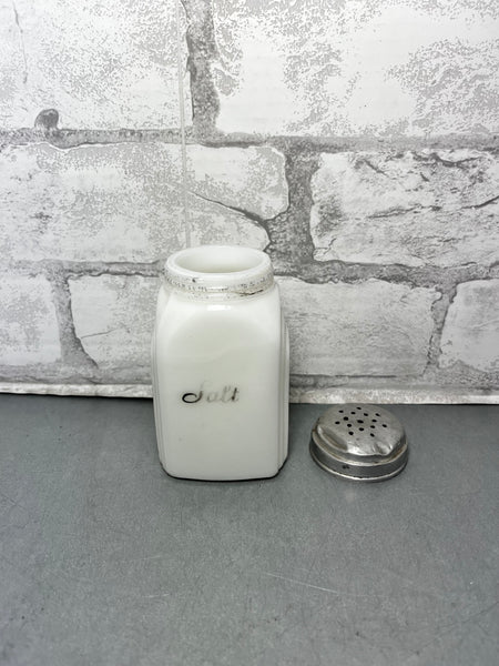 Vintage Mid Century Milk Glass Salt Shaker