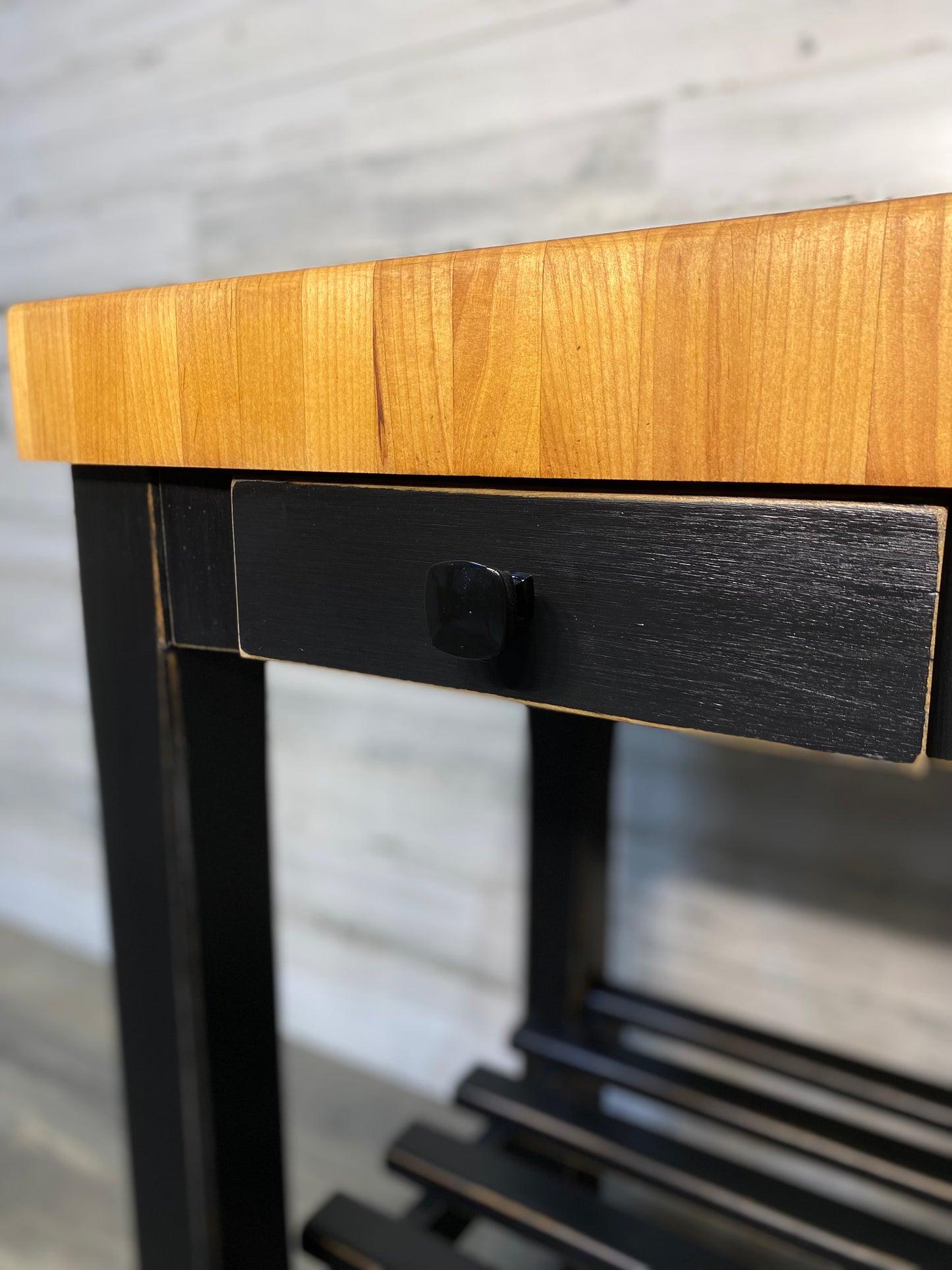 Black Butcher Block Kitchen Cart Island