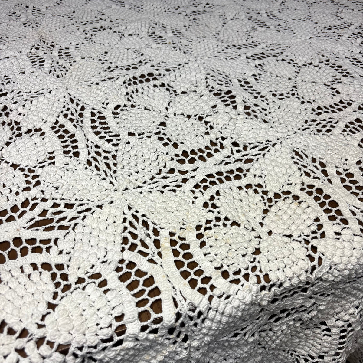 Vintage Hand Crocheted Medallion Lace Bedspread