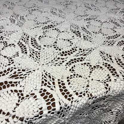 Vintage Hand Crocheted Medallion Lace Bedspread