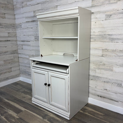 White Secretary Desk with Hutch China Hutch