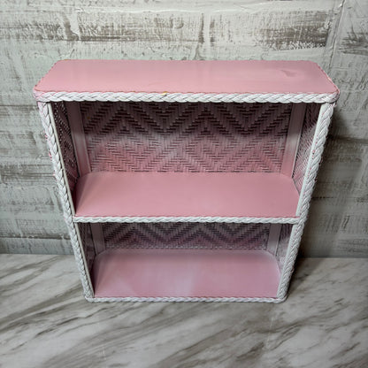 White And Pink Ombre Mid Century Wicker Shelf