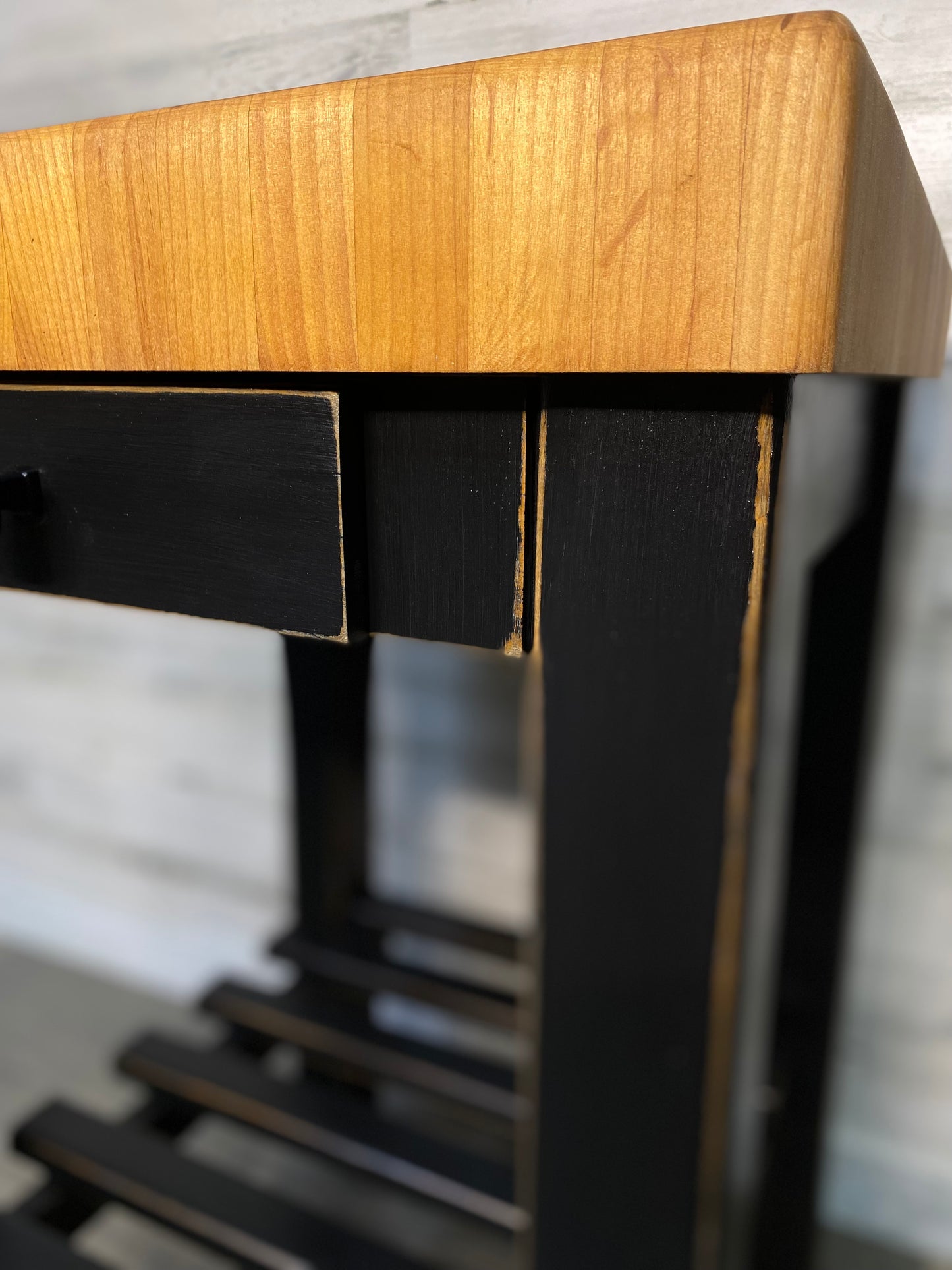 Black Butcher Block Kitchen Cart Island