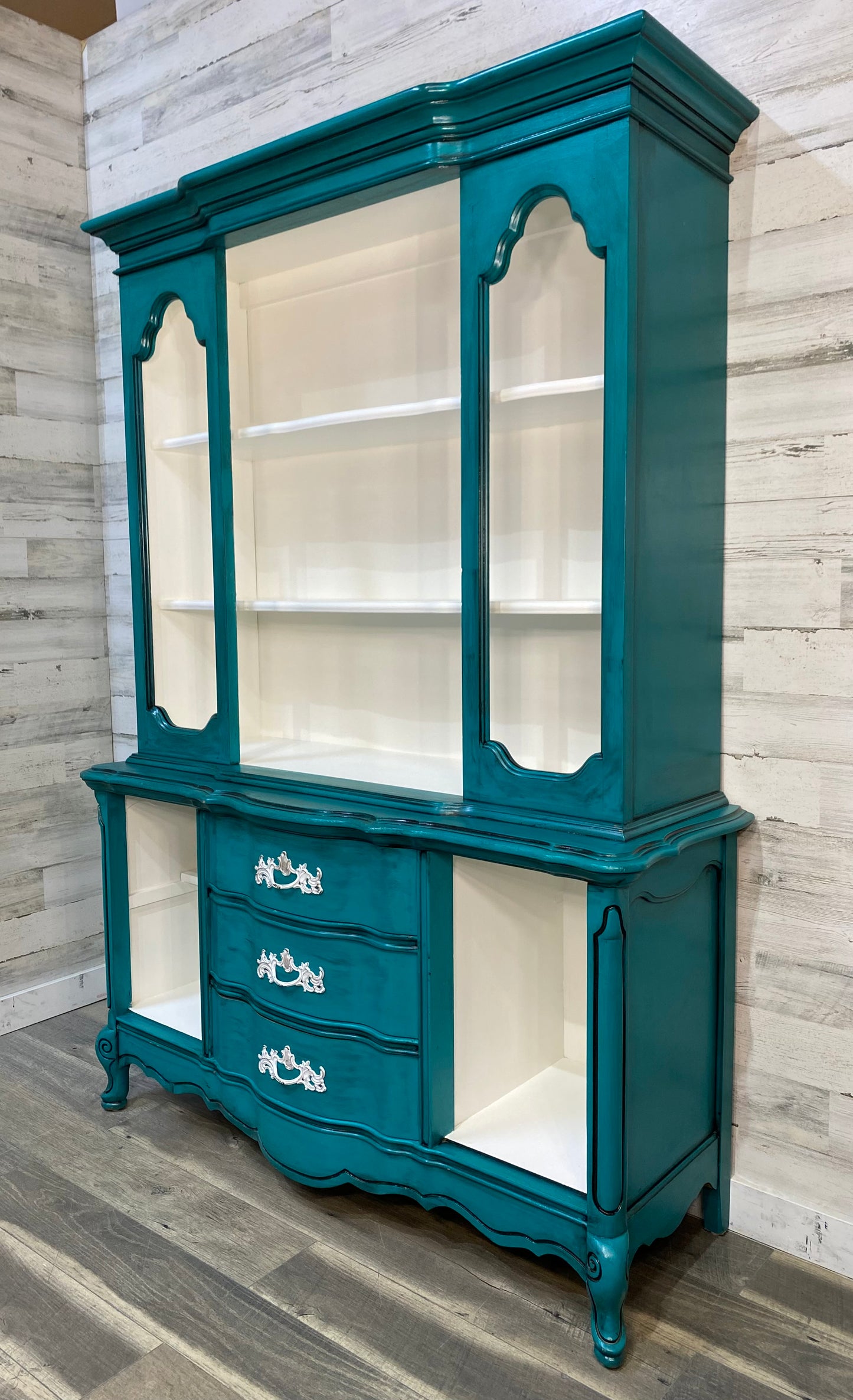 Turquoise Bassett French Provincial Hutch