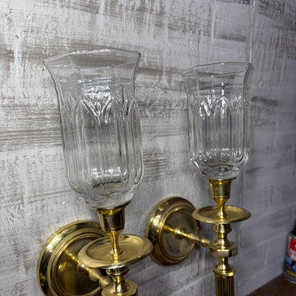 Vintage Brass Wall Sconce Candle Holders