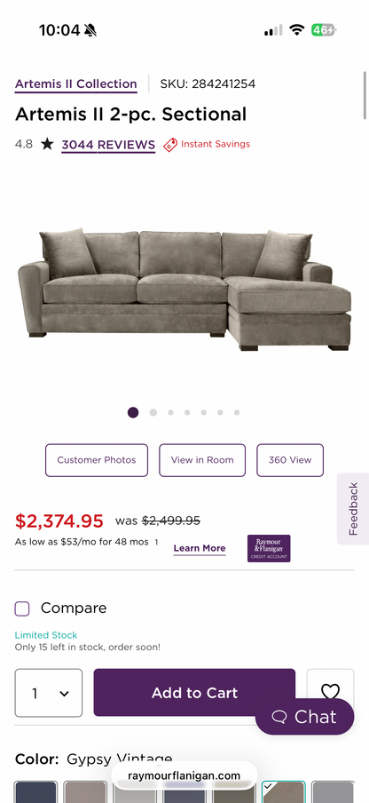 Jonathan Louis Sleeper Sectional Couch