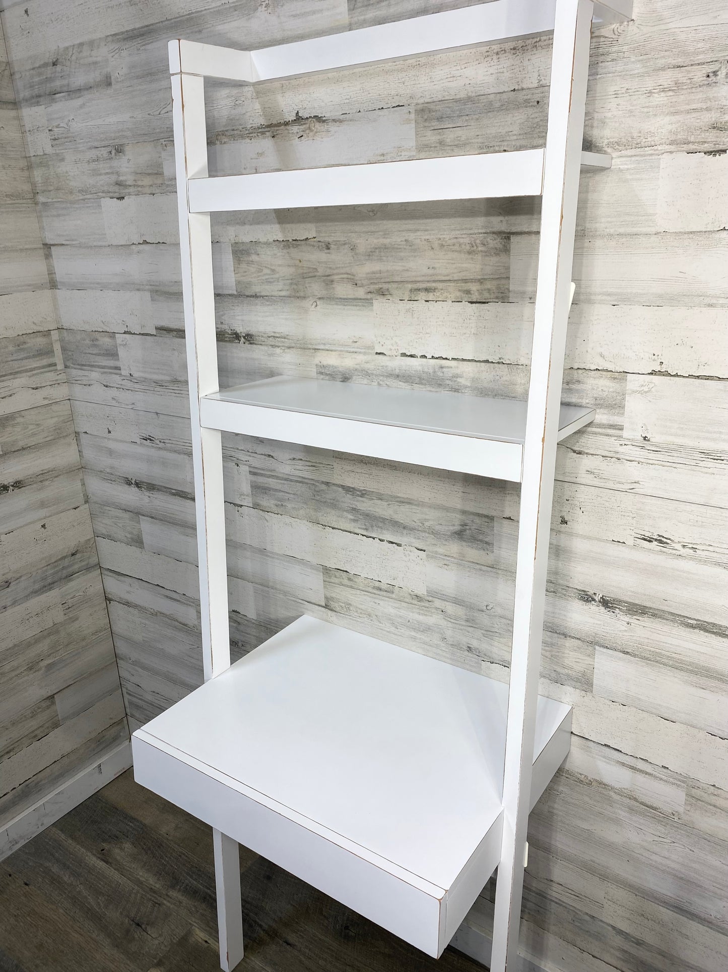 White Crate & Barrel Leaning Ladder Desk