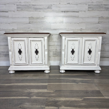 Set Of 2 White Farmhouse Nightstands