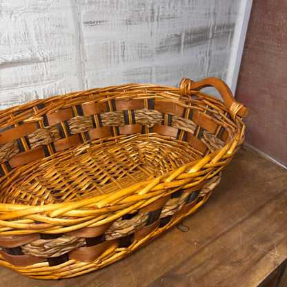 Multi Toned Woven Pattern Oval Basket