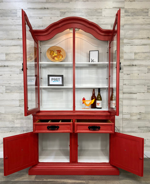 Farmhouse Red China Hutch