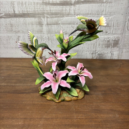 Andrea’s Flowers Pink Lillies W/ Hummingbirds Statue