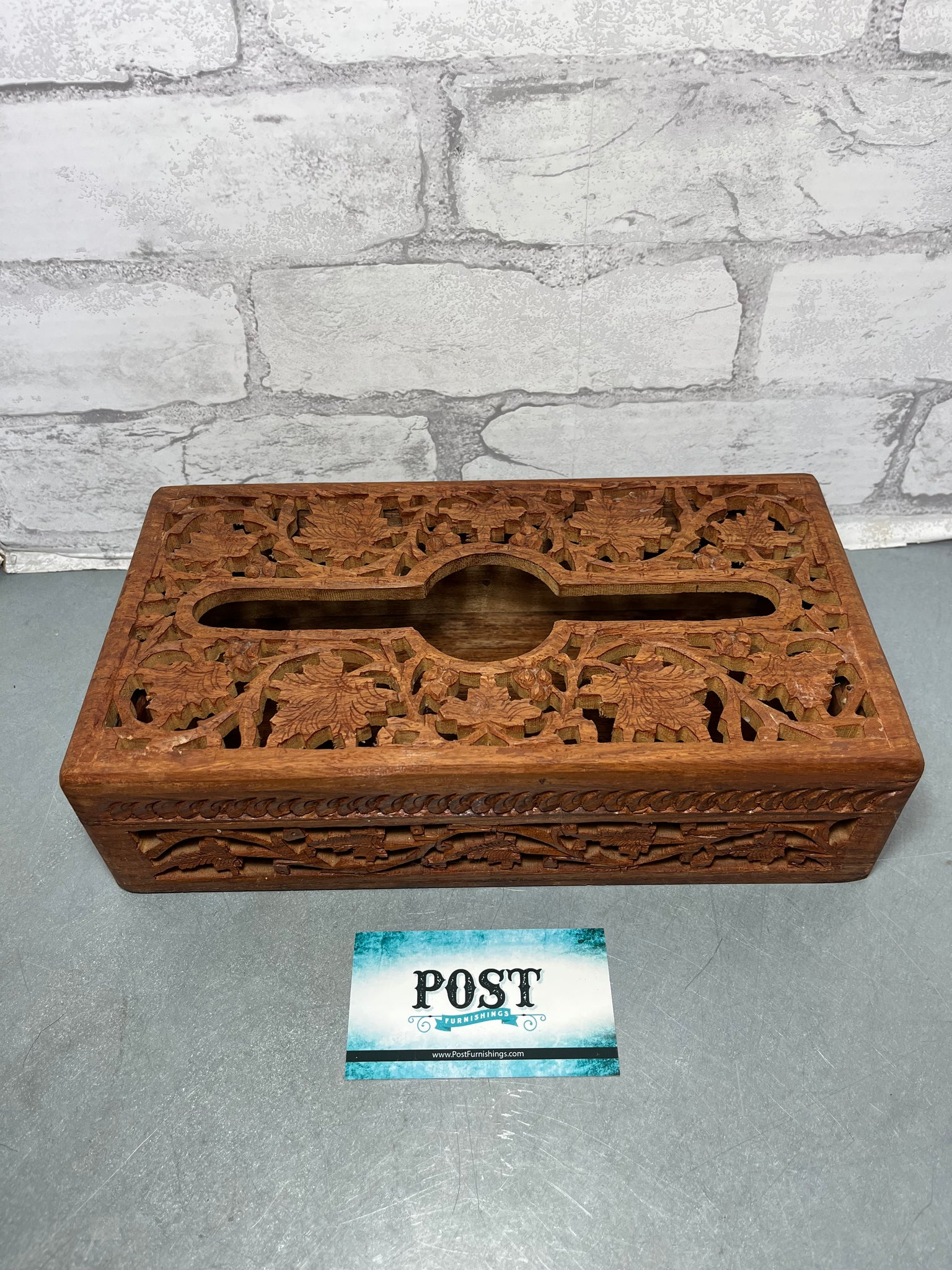 Indian Hand Carved Wooden Tissue Box