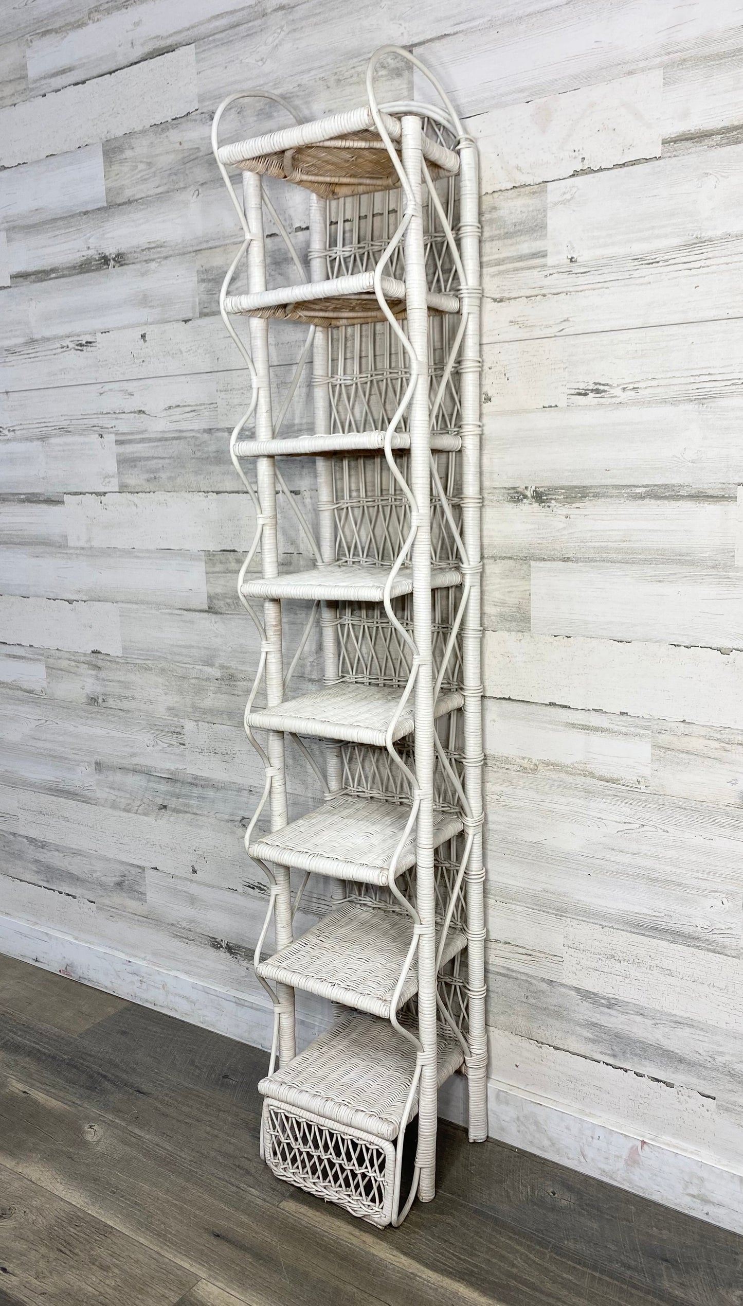 Vintage Wicker White Shelf