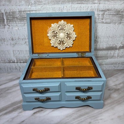 Vintage Wooden Musical Jewelry Box