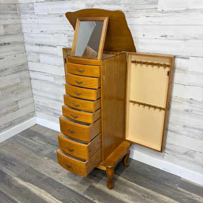 Oak Standing Jewelry Box Chest