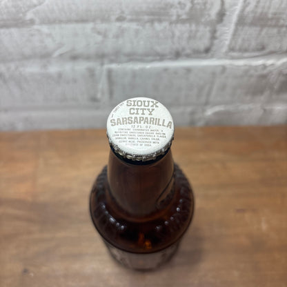 Sioux City Sarsaparilla Amber Glass Bottle *Empty*