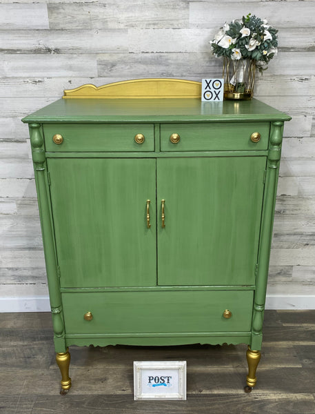 Green 7 Drawer Antique Dresser