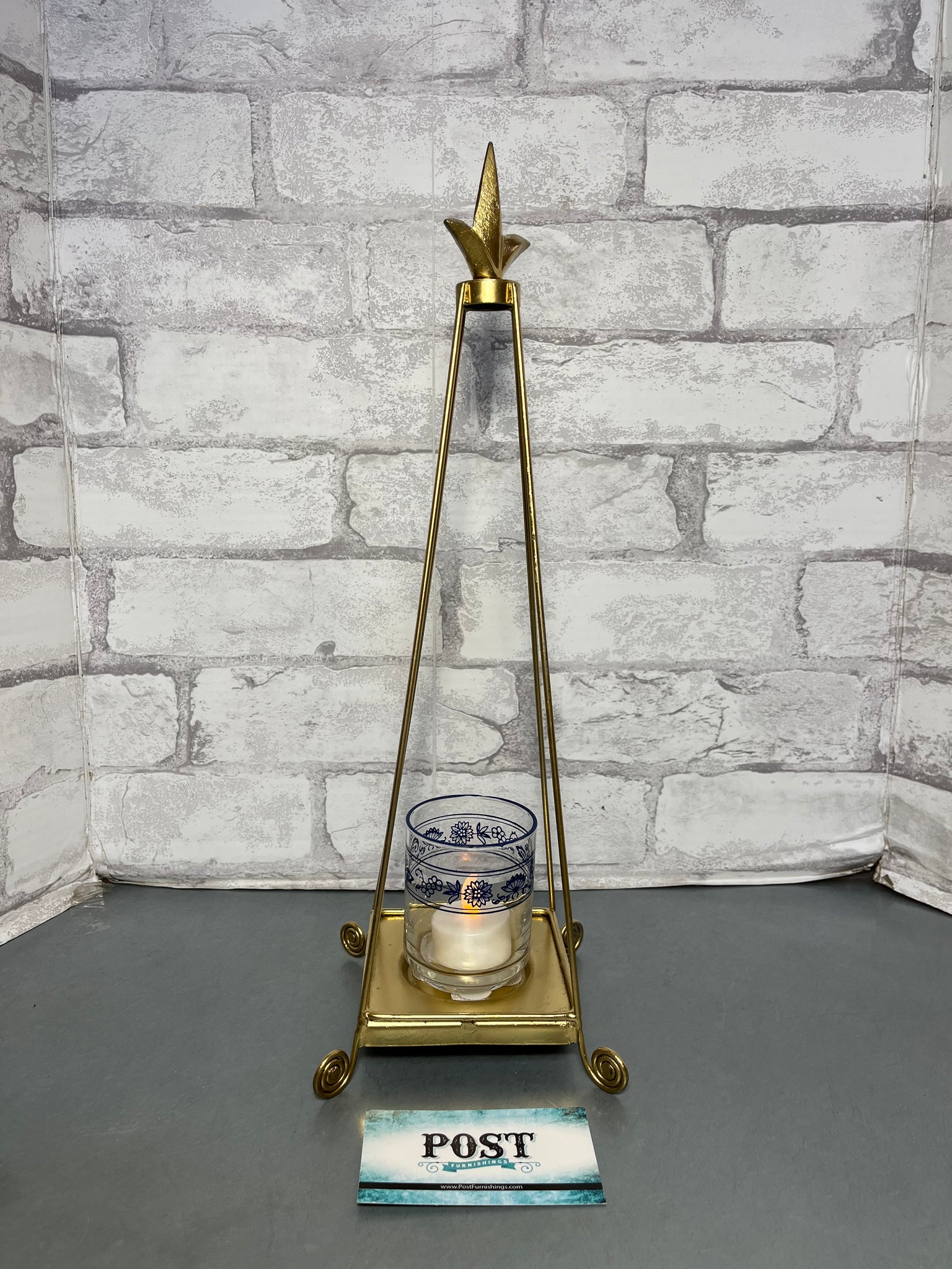 Gold Metal Glass Candle Holder