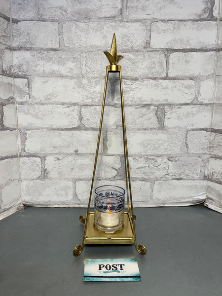 Gold Metal Glass Candle Holder