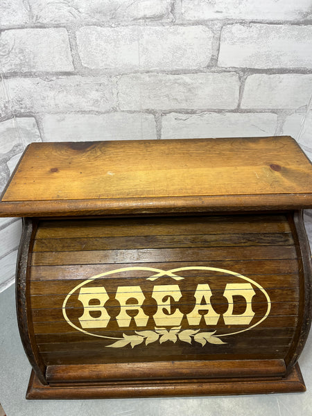 Vintage Wooden Roll Top Bread Box