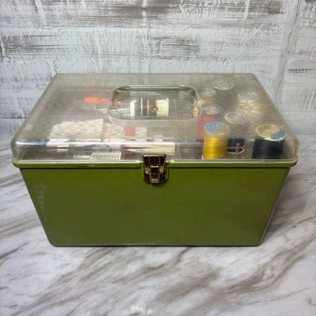 Vintage Wil-Hold Wilson Sewing Box w/ Trays & Sewing Lot
