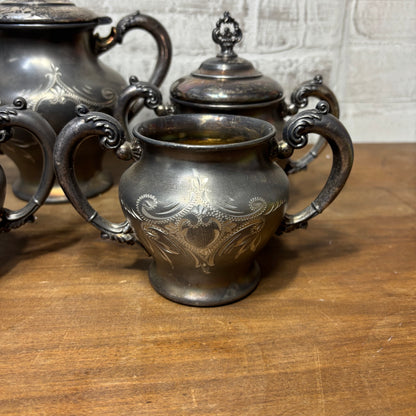 Vintage 1981 Britannia Metal Co. Silver Tea Set Of 4