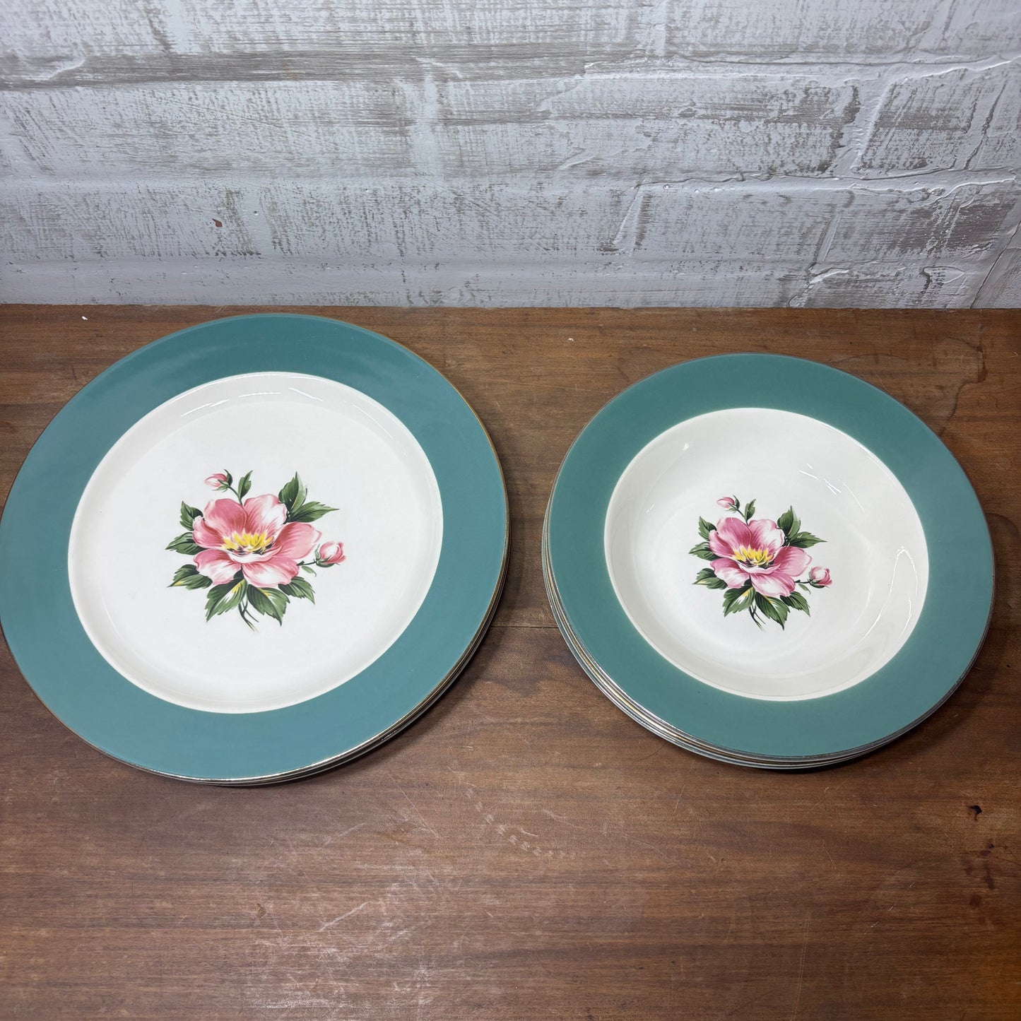 Vintage Homer Laughlin Century Green Plate/ Salad Bowl Set