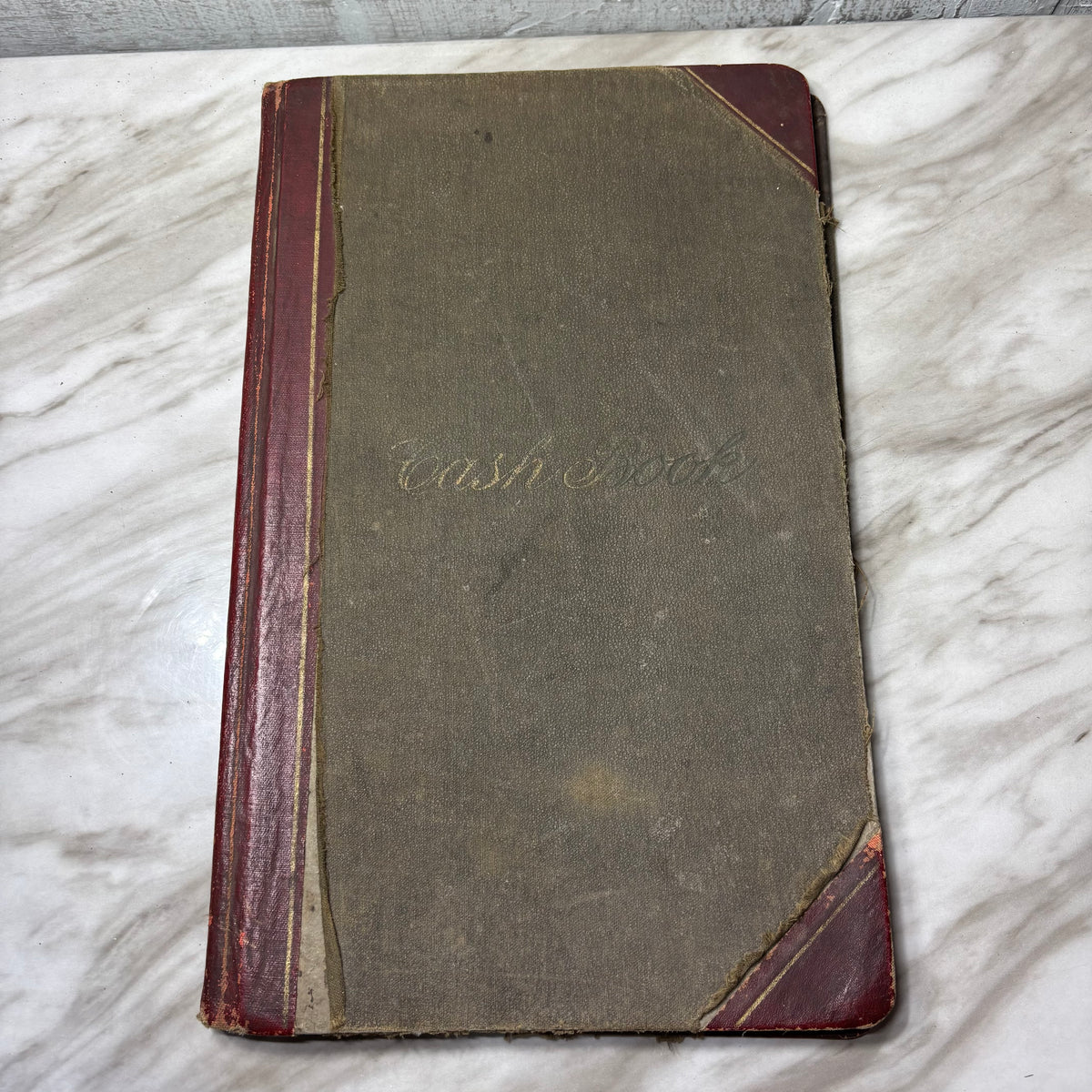 Antique Red Antique Rare Cashbook Ledger Records Sales
