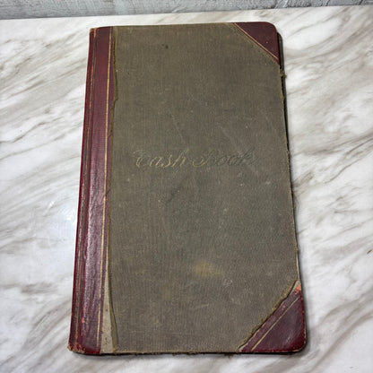 Antique Red Antique Rare Cashbook Ledger Records Sales