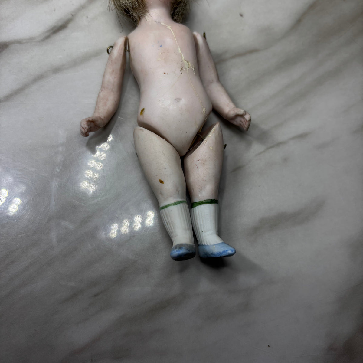 Antique All-Bisque Jointed Porcelain Doll 8098 1a