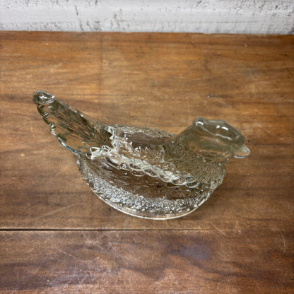 Vintage Figural Glass Hen In Nest Chicken Candy Container J.H. Millstein