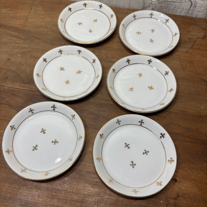 Andrea by Sadek Vintage Porcelain 'Fleur De Lis Coasters/Small Plate Set Of 6