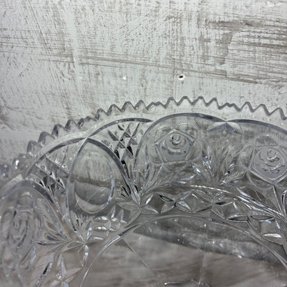 Vintage Crystal Glass Pedestal Compote Bowl