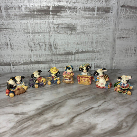 Vintage Lot Of Enesco Mary Rhyner 1994 Cow Figurines