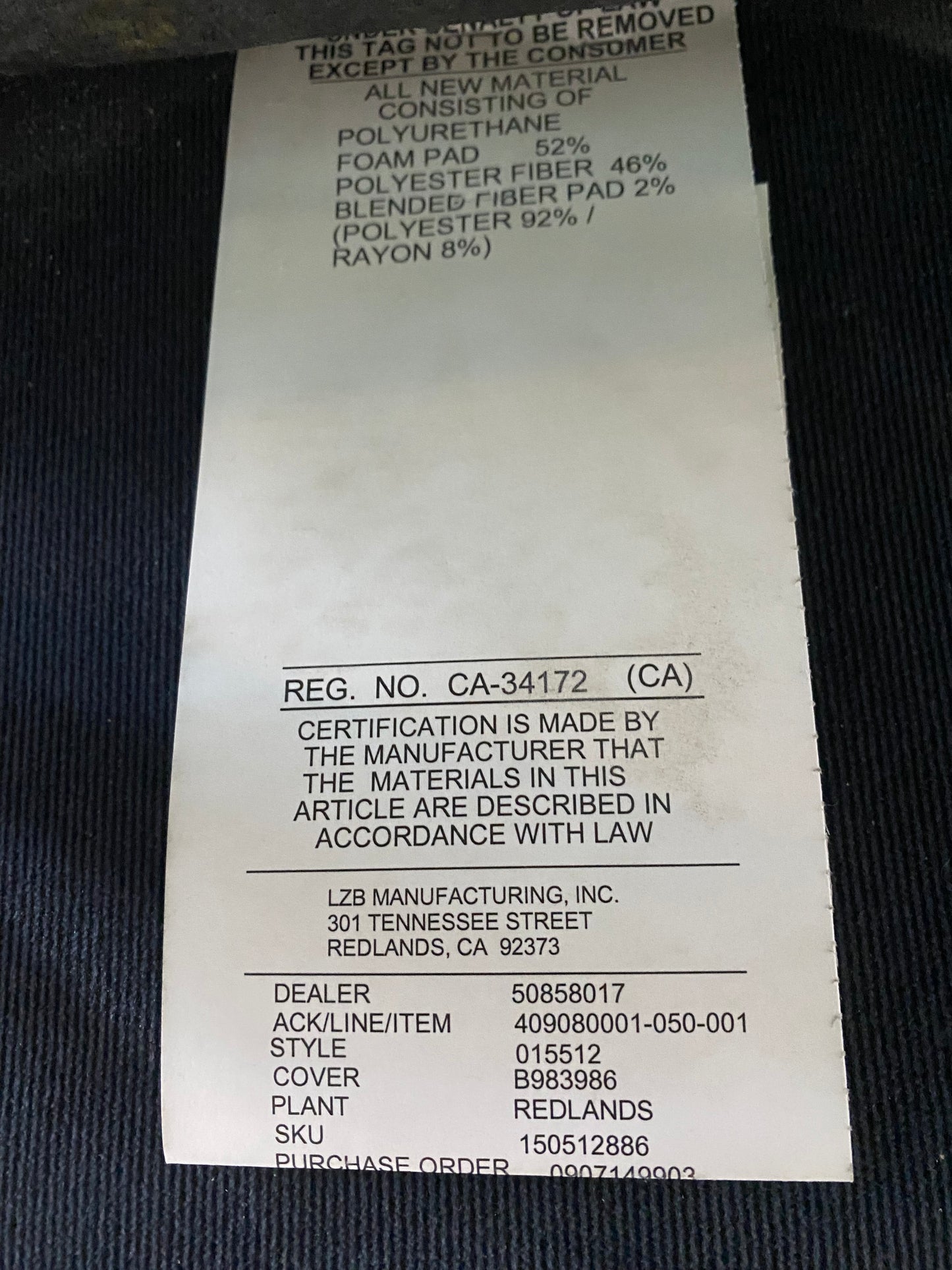 Dark Blue La Z Boy LaZBoy recliner